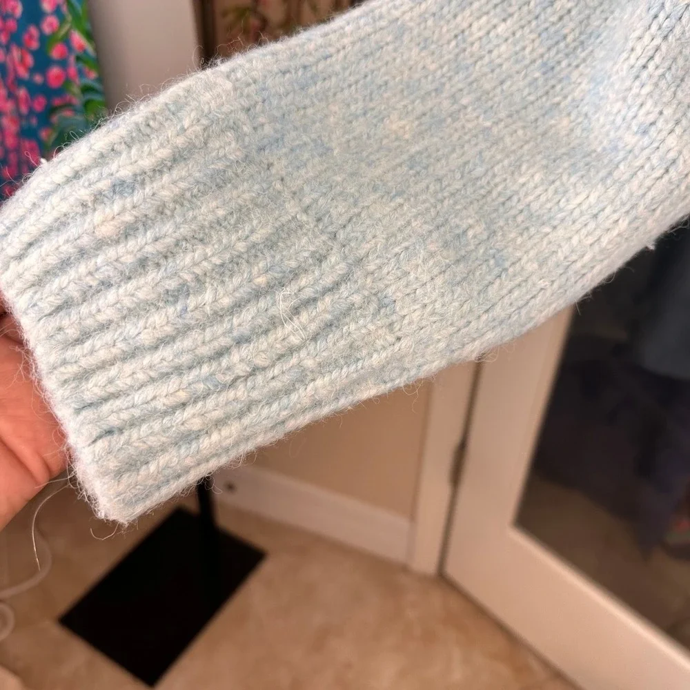 Maison Margiela Mock Neck Alpaca SZ10‎ Chunky Sweater LT Blue Ribbed Knit Italy